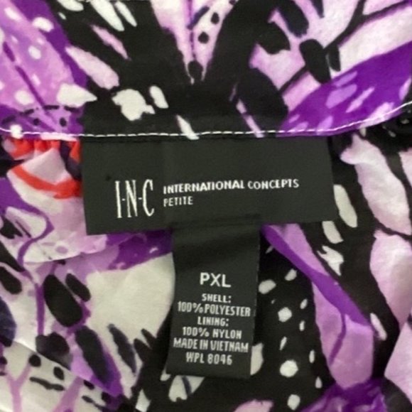 INC BLOUSE SLEEVELESS PURPLE FLORAL V-NECK WOMENS PETITE XL - Picture 7 of 9